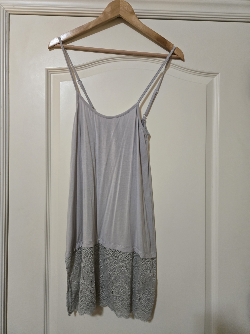Dress the Population Pale Gray Lace-Hem Cami Slip